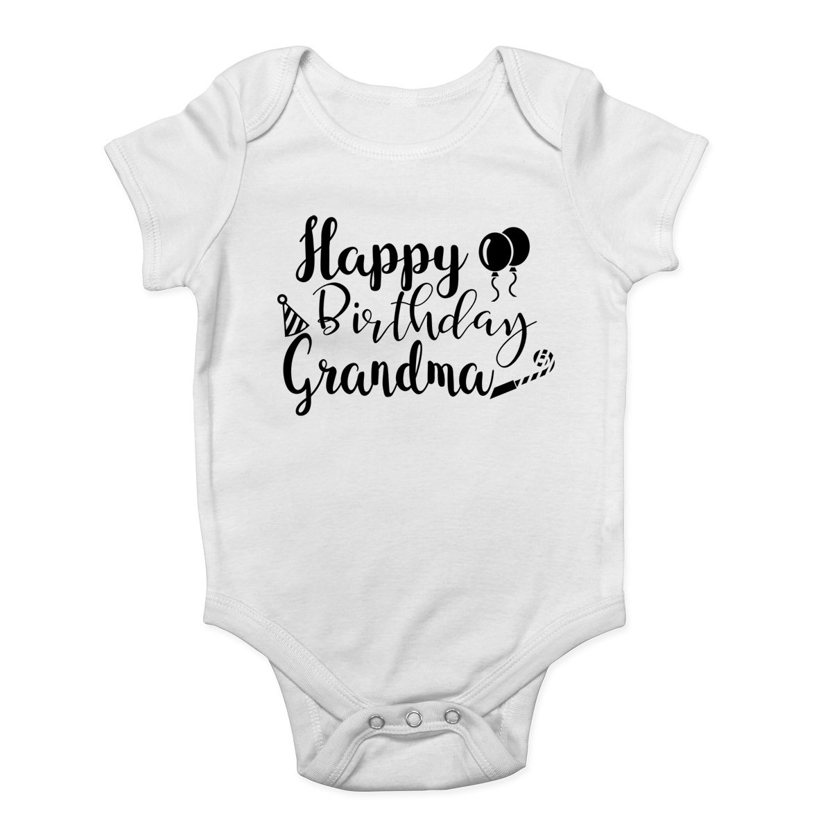 Shopagift Happy Birthday Grandma Black Boys Girls Baby Vest Bodysuit