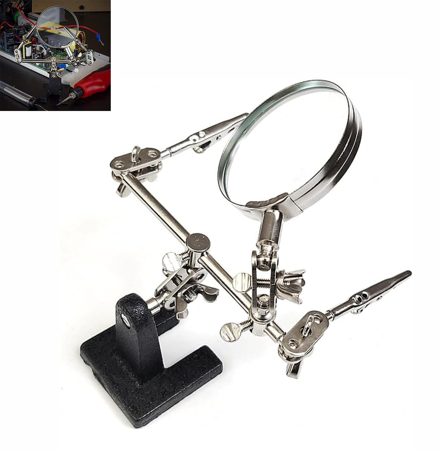 Hands Free Magnifying Glass with Crocodile Clip + 8X Magnifying Lens, Third Hand for Soldering and Jewelry Making — image 1