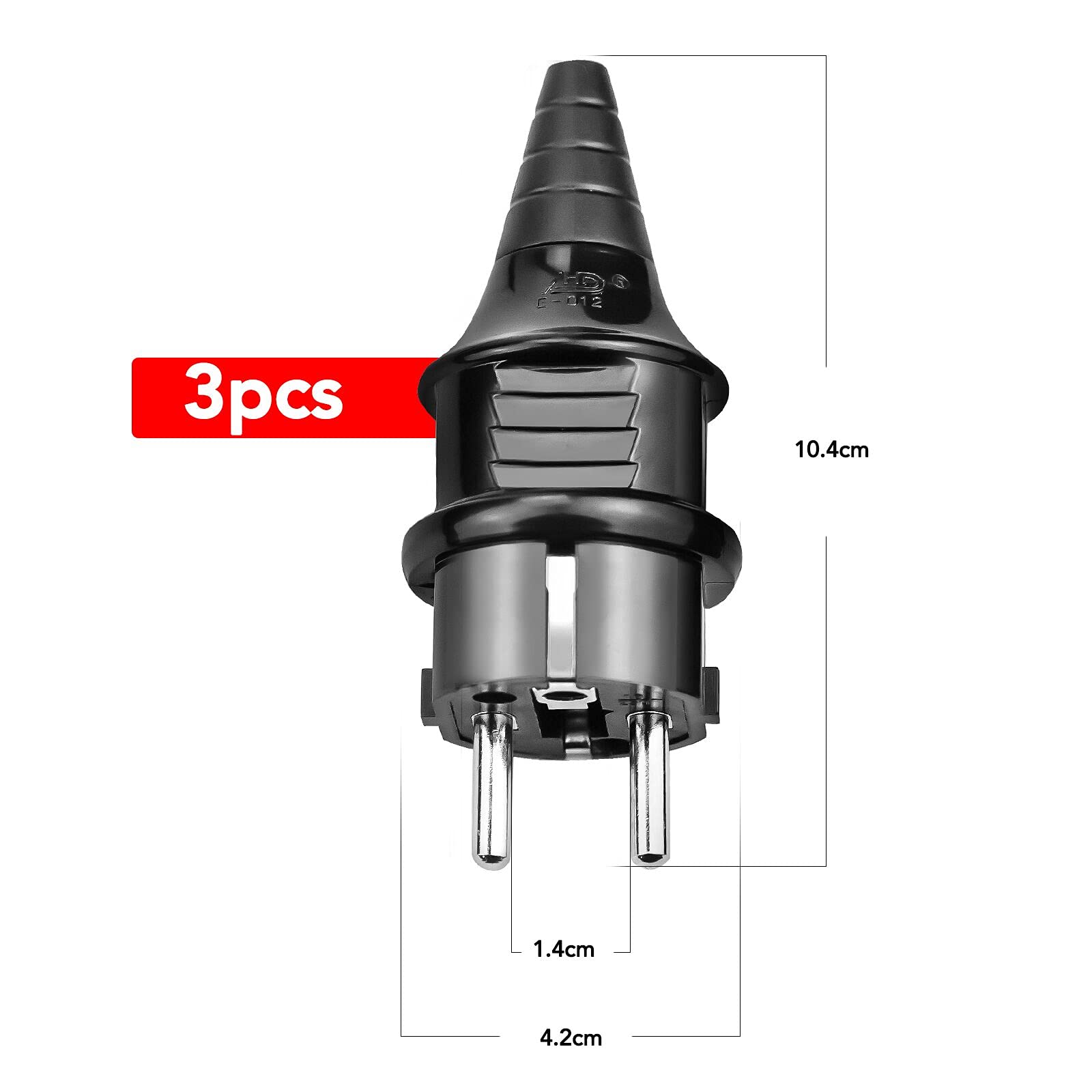 6x Netzstecker 250V 16A Für Kabel 6-16mm, SEBS IP44, Steckbarer Gerätestecker