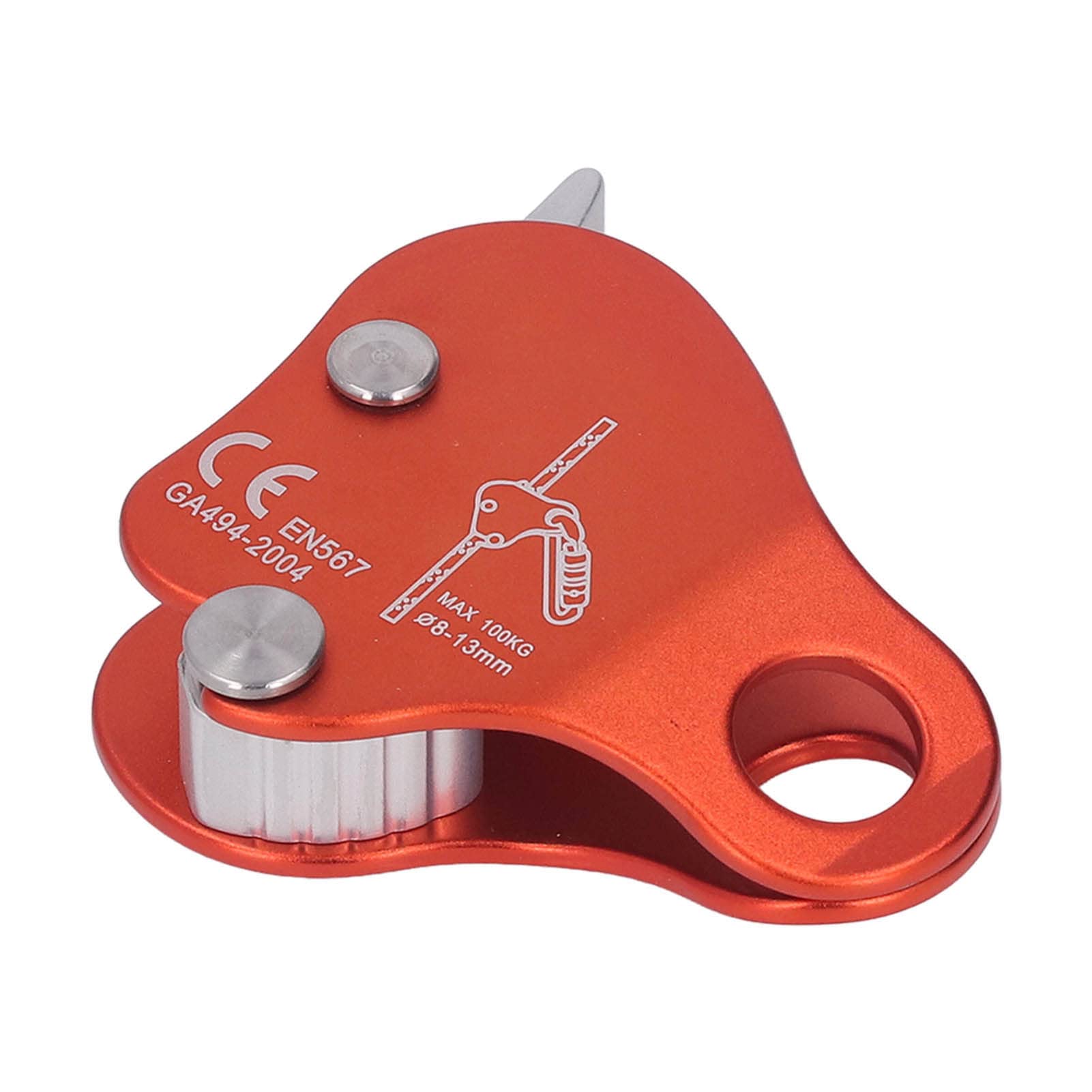 Kletterseilgreifer aus Aluminiumlegierung - Selbstsichernder Klettersteigklemme f¨¹r 8-13 Mm Seile, Professionelles Klettern im Freien, Orange Design, Sicherheitsklemme f¨¹r Outdoor Activities