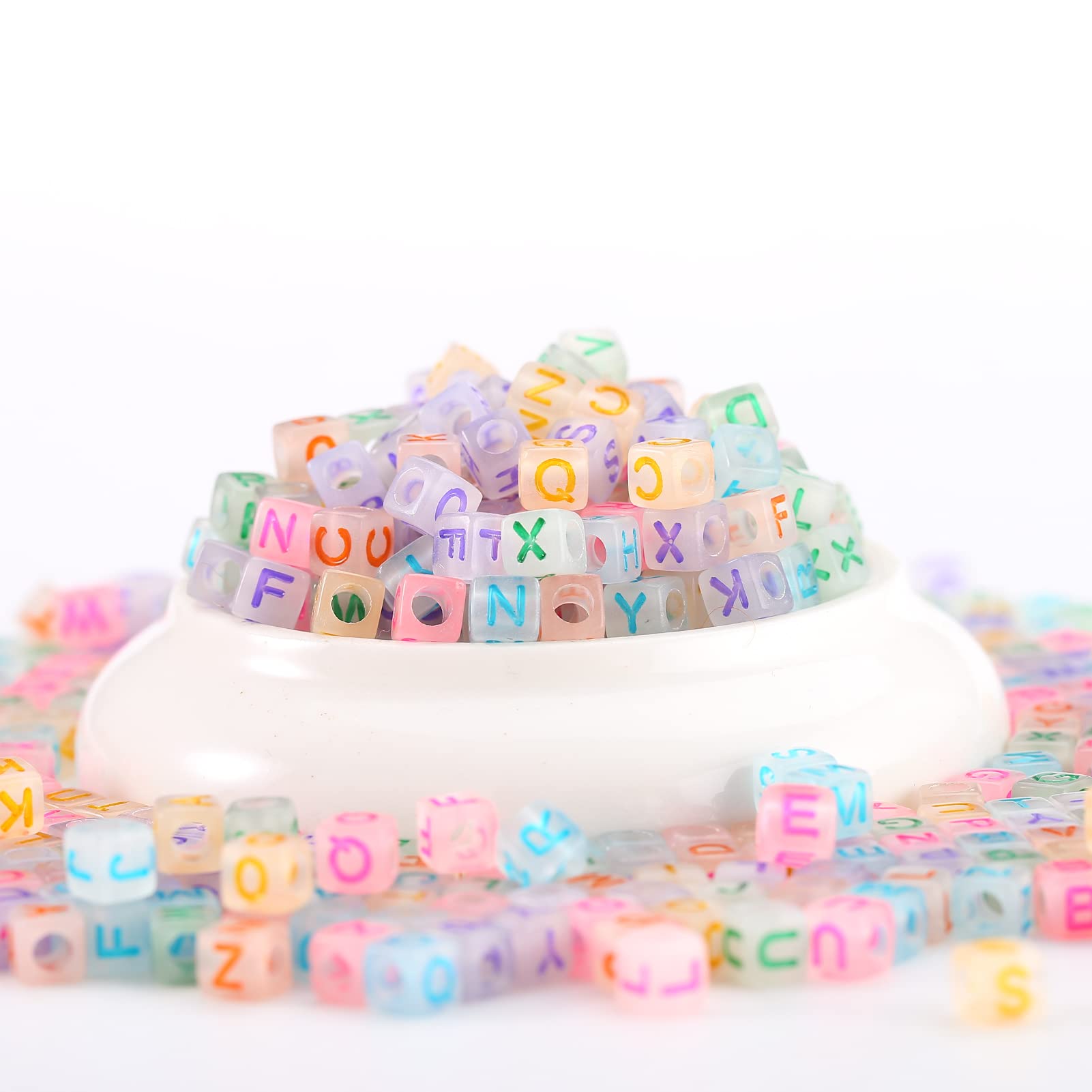 1000 Pezzi Di Perline Con Lettere Luminose Perline Con Lettere Rotonde Nel Acrilico Perline Che Si Illuminano Al Buio Per Braccialetti Creazione Di~p202022295