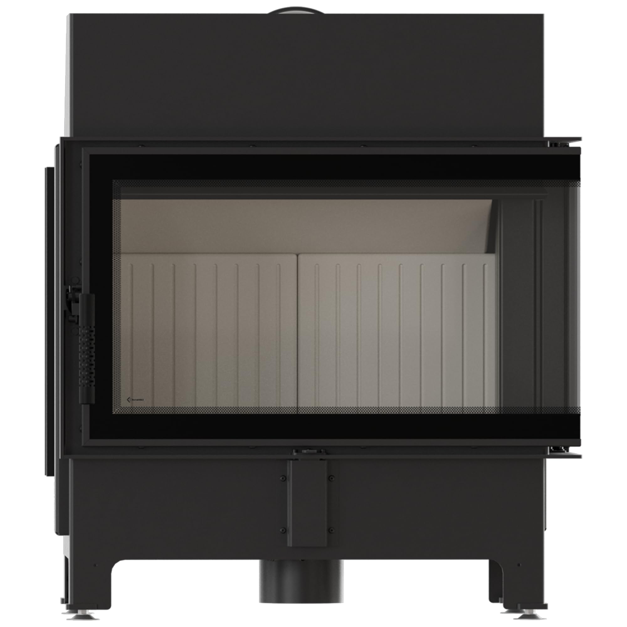 KRATKI Inserto per camino in acciaio a legna ZIBI 9,9 kW Ø180 destro A+ ECO | Acciaio nero, efficienza 86%, classe A+. Ecodesign, BImSchV 2, Flamme Verte 7; per recupero calore.; combustione efficiente