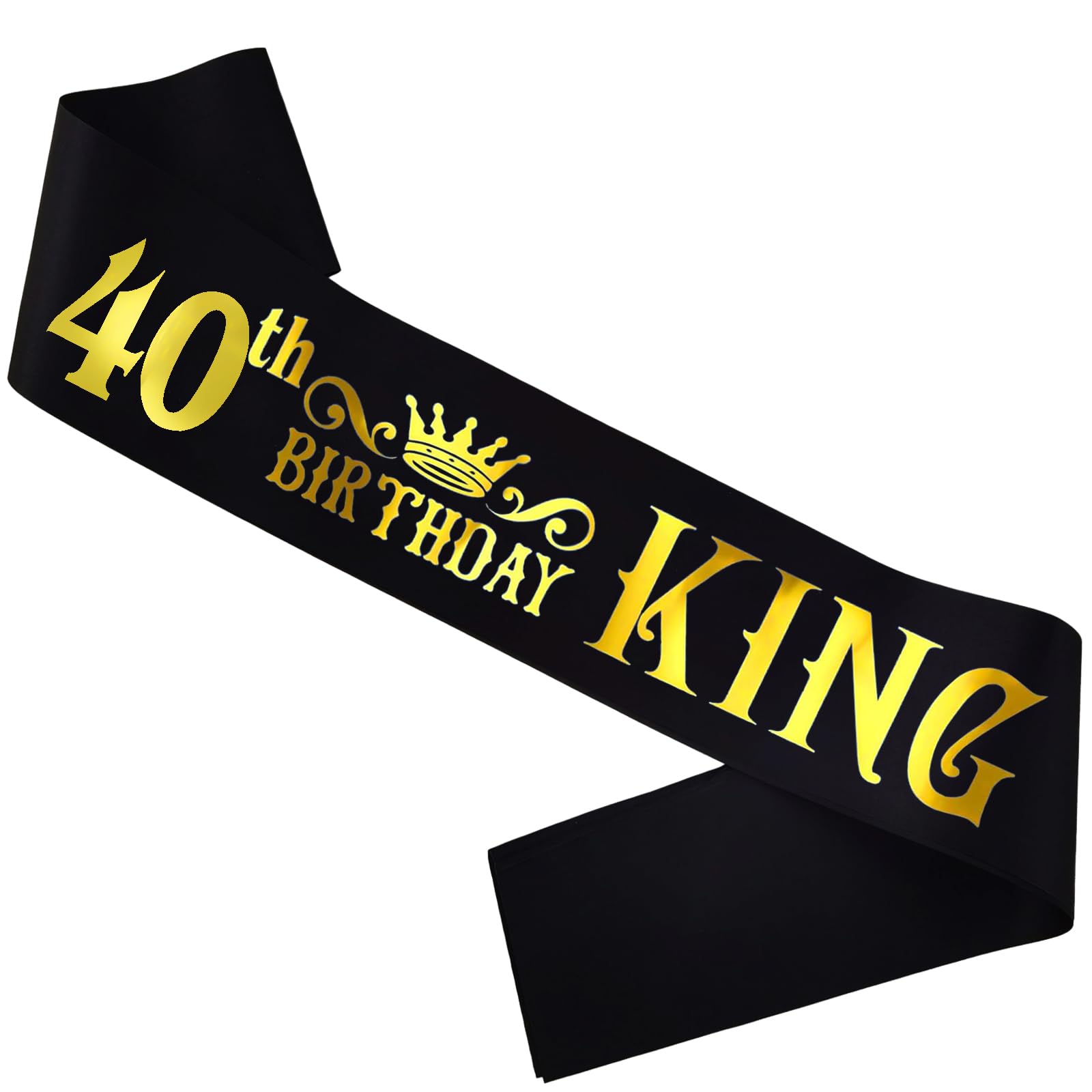 HUBEISIYU 40th Birthday King Sash, Bday Gifts idea for Men or Boys, Funny Birthday Sash for 40th Birthday Party Suppiles, Black + Gold(40th Birthday King)
