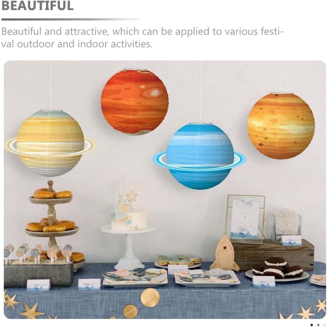 8pcs Hanging Outer Space Lanterns Decorations for Parties for Classroom and Birthday Celebrations Easy to Festive Atmosphere