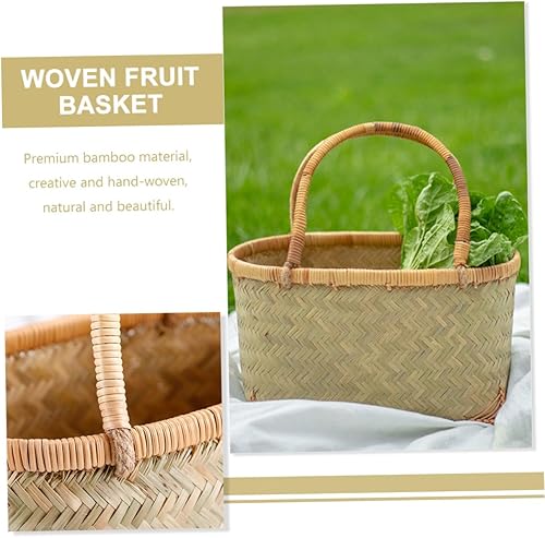 Miniatura 3 de Cesta de mano tejida Cestas de frutas Cesta de picnic vacía al aire libre Cesta de bambú Cestas tejidas Cestas multiuso Cesta tejida de bambú Cesta