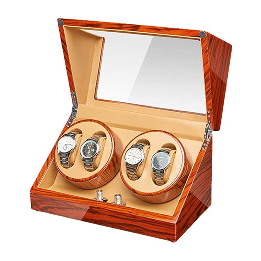 QUSYZD Watch Winder Automatic Watch Winder Box 4 Quiet Motor Wood Shell Piano Paint Exterior Flexible Watch Pillows for Man Women Watches,D Watch Winder,A-A