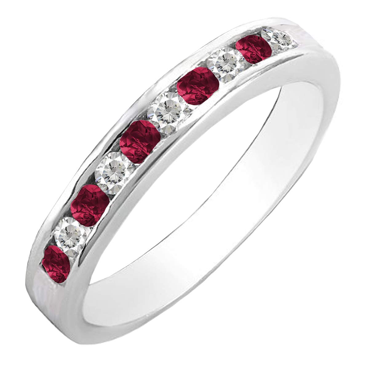 DazzlingRock Collection 10 quilates oro blanco redonda Red Ruby