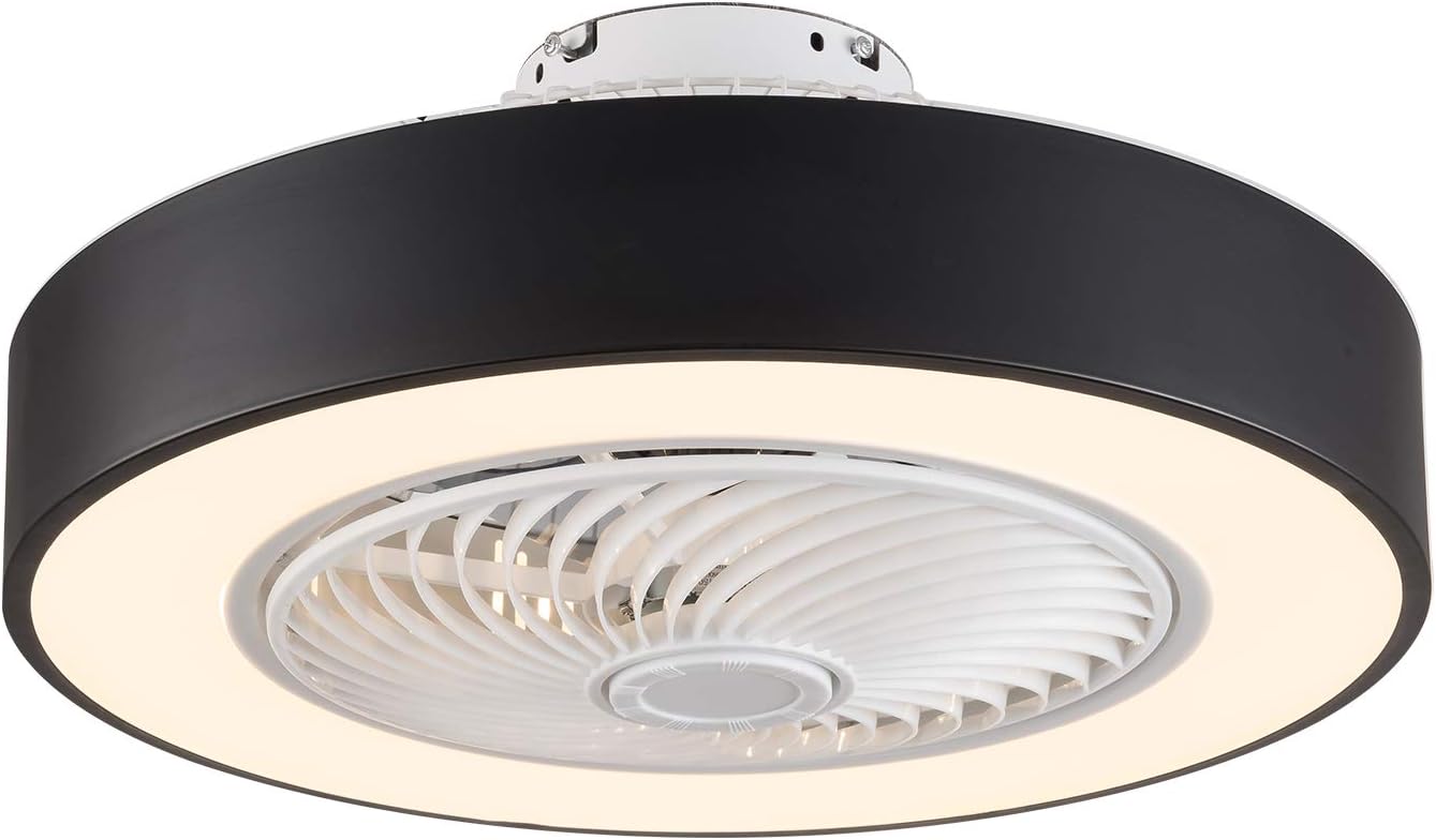 Exсluѕіvе Dіѕсоunt 70% Prісе Ceiling Fan with Light Kit,22 Inch Modern LED Remote Control Semi Flush Mount Fandelier with Invisible Acrylic Blades,3 Colors 3 Speeds Changing,Enclosed Low Profile Fan (Black)