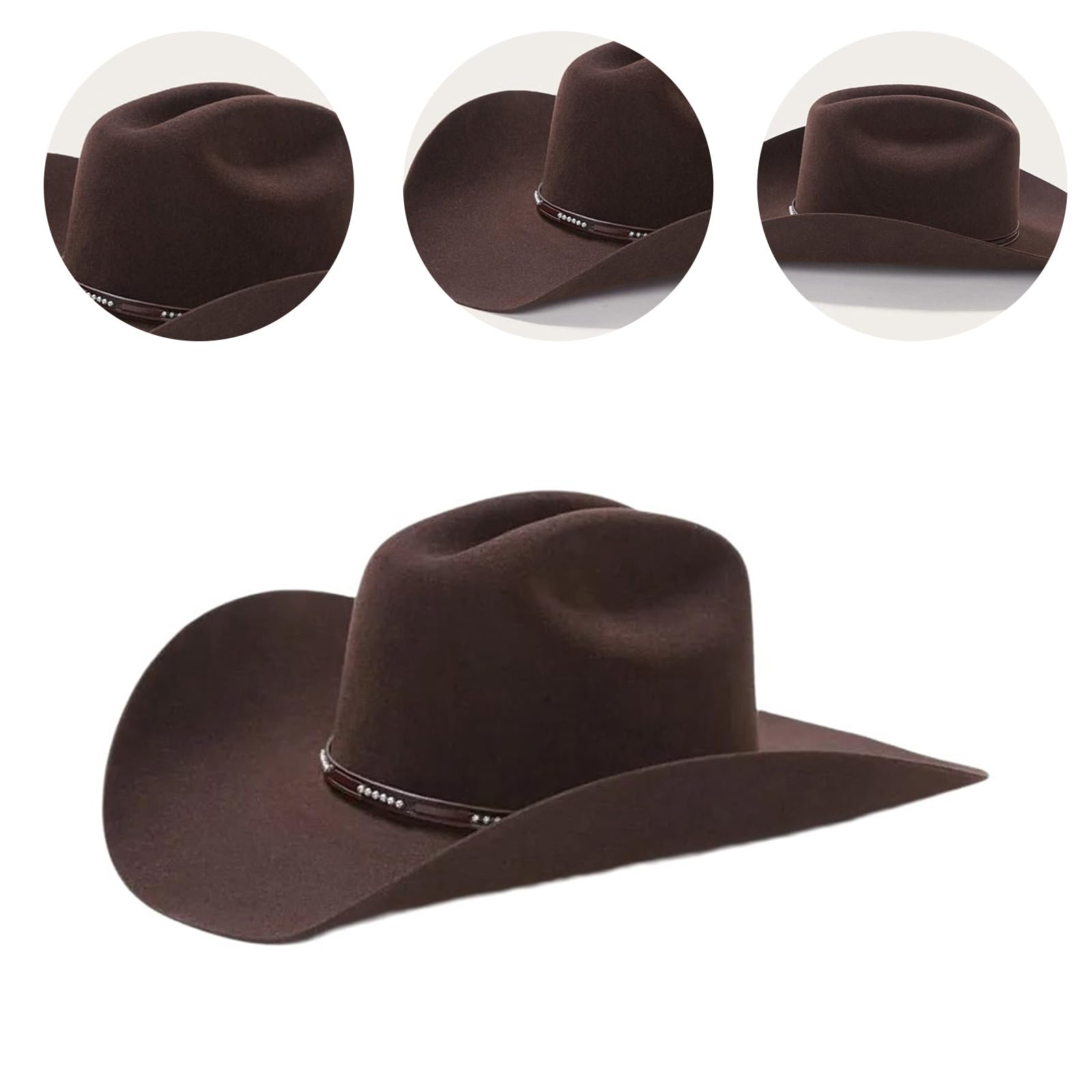 Sombrero Vaquero de Ala Corta, Estilo Occidental Informal para Hombre y Mujer, Unisex