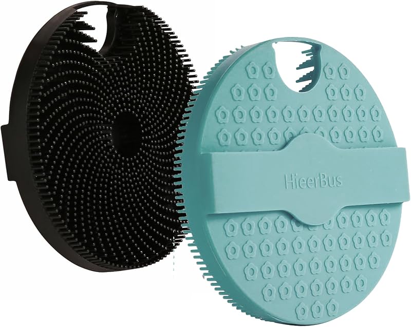 Escova de banho corporal de silicone HIEERBUS, 2 unidades, preta e verde