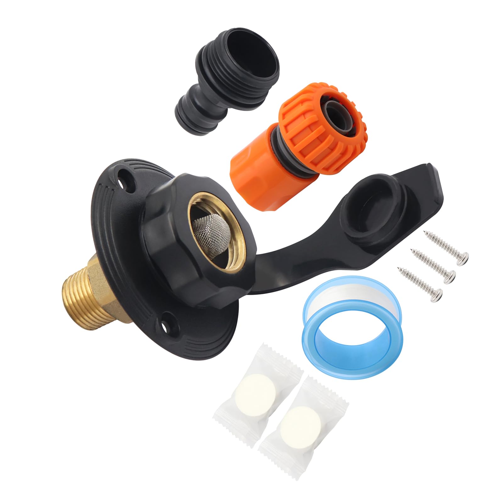 YROHGKPN Brass Campers Water Inlet Set with Leak Silicone Seal and ABS