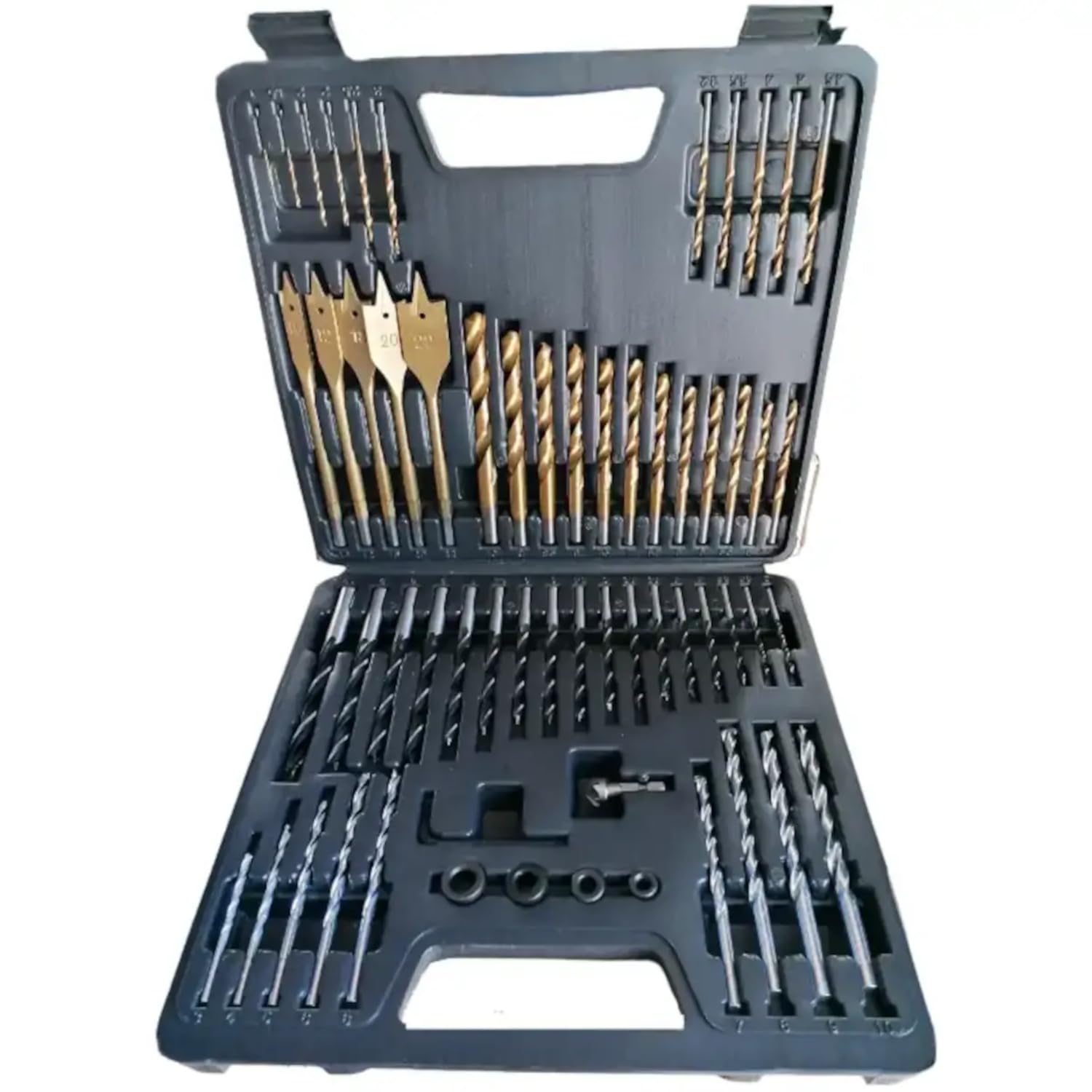 SIO Juego de Brocas 60 Piezas para Metal, Madera y Hormigón – Set Completo con Brocas Titanio HSS, Brocas Pala HEX y Accesorios – Kit Profesional Multiusos para Taladro y Bricolaje