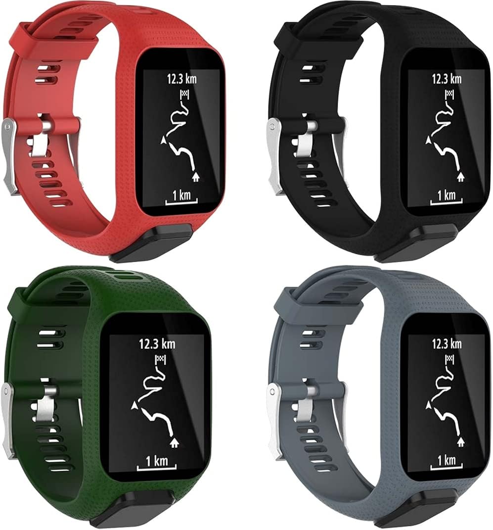 Gransho Correa de Reloj Recambios Correa Relojes Caucho Compatible con Tomtom Spark/Spark 3 / Runner 2 / Runner 3 / Golfer 2 / Adventurer - Silicona Correa Reloj con Hebilla (4-Pack I)