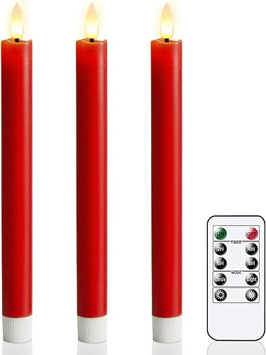 Miniatura 15 de GenSwin Velas cónicas sin llama con control remoto y temporizador, candelabros LED de cera real parpadeantes que funcionan con batería con mecha 3D