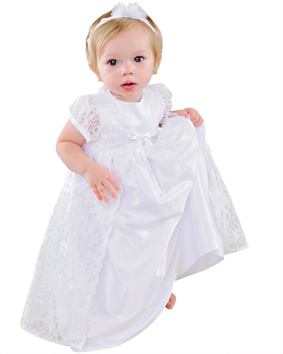 Violet Girls 23"-24" Nylon 3-Piece Christening Gown Set - 9 Months
