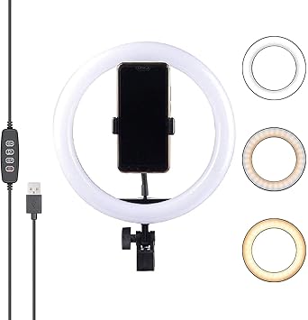 10 inch Ring Light for Photography, Video Shooting, Streaming, TIK Tok Compatible with Camera, Android and iOS Devices Ring Light (Without Tripod Stand)