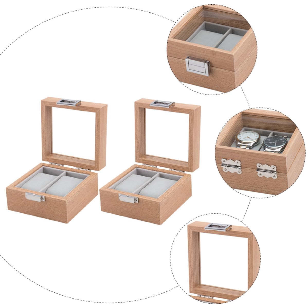 INOOMP 2 Pezzi Scatola Porta Orologi Uomo Legno a 2 Scomparti, Elegante