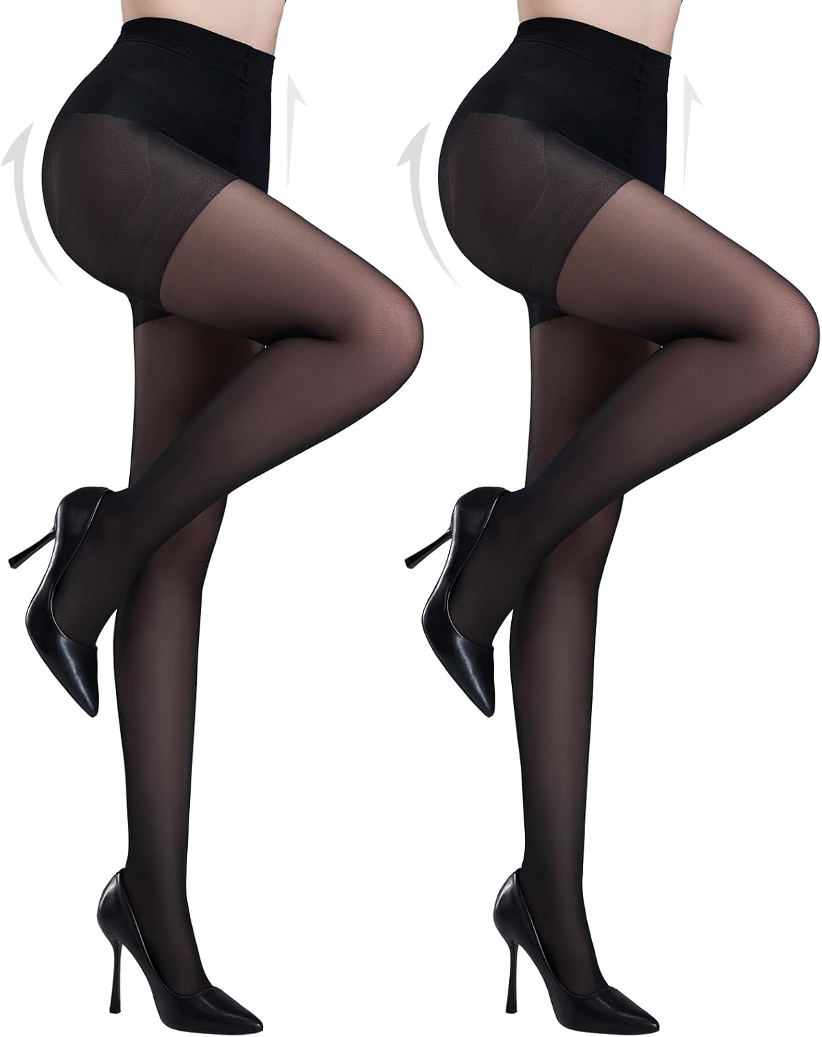 Yilanmy 2 Pairs Tummy Control Pantyhose for Women, 40D Sheer Tights Control Top Pantyhose Shaping Nylon Stockings High Waist