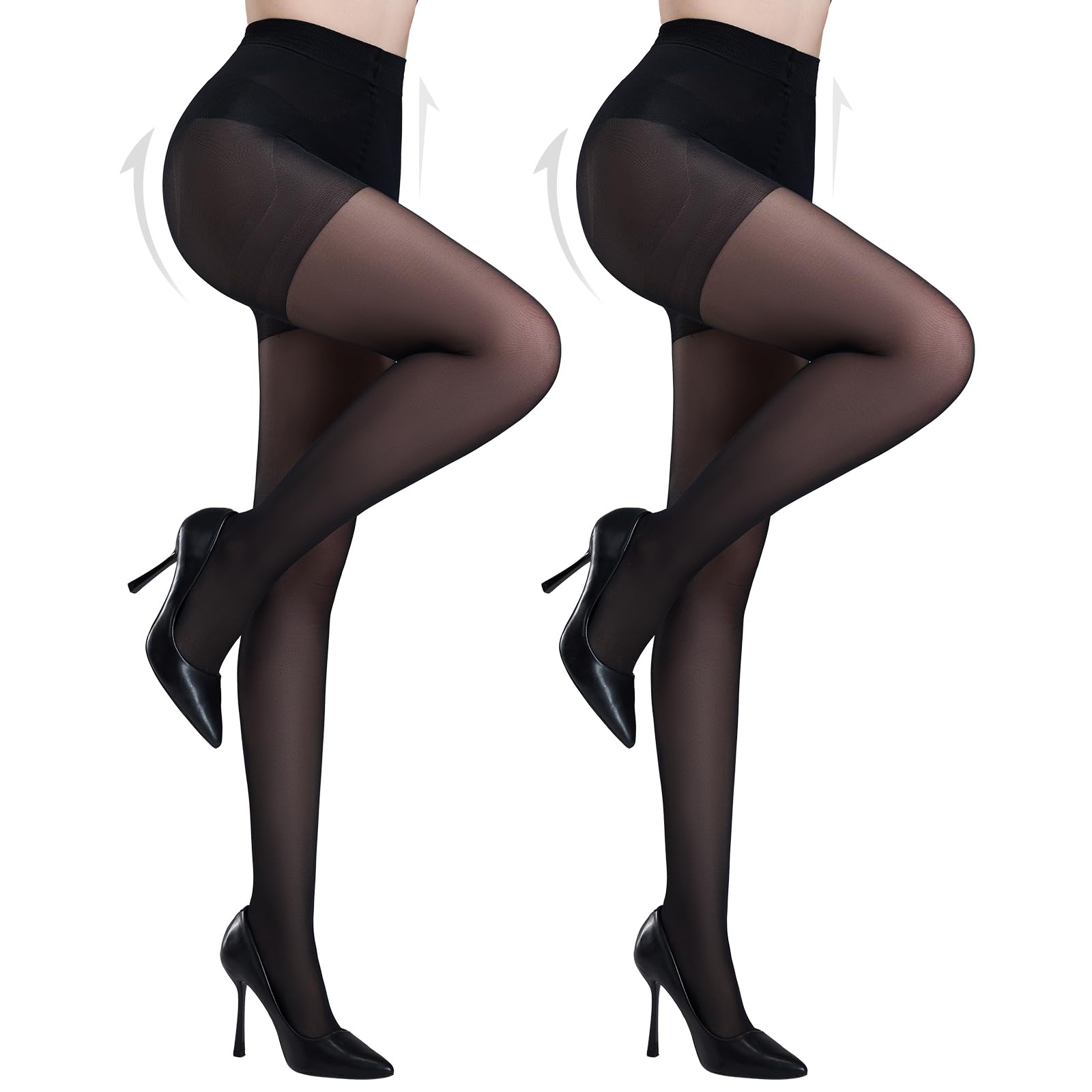 Yilanmy 2 Pairs Tummy Control Pantyhose for Women, 40D Sheer Tights Control Top Pantyhose Shaping Nylon Stockings High Waist