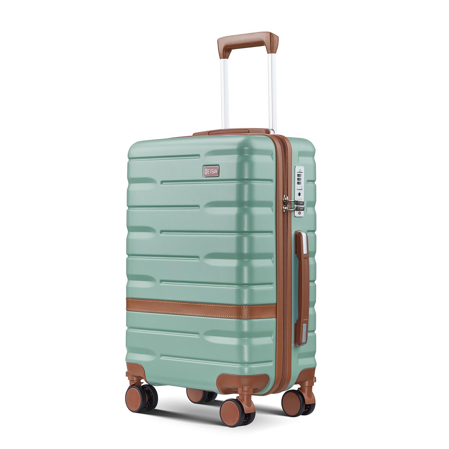 NEISIA Luggage Sets 3 Piece with TSA Lock Hardside PC+ABS Carry On Suitcase with YKK Zippers Lightweight Rolling Travel Luggage Sets with Spinner Wheels (Green, 20 Inch)