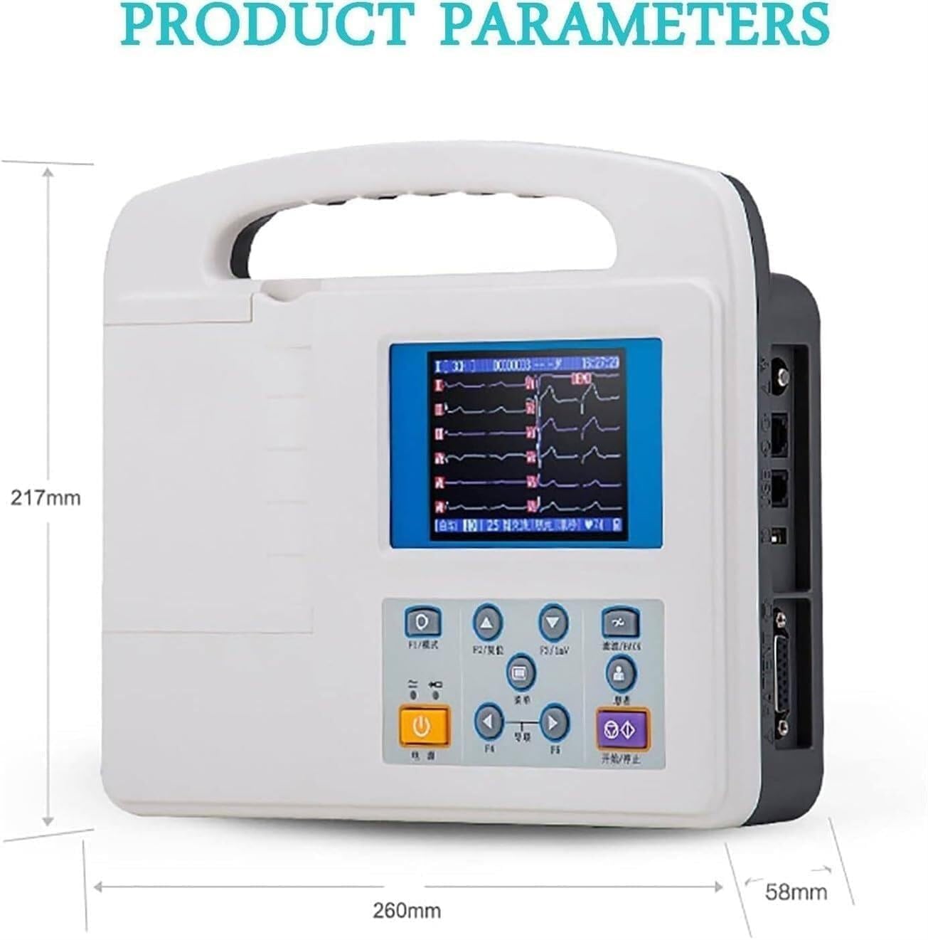 Macchina portatile ECG a 12 derivazioni, monitor cardiaco mobile con display LCD a colori per uso domestico e clinico