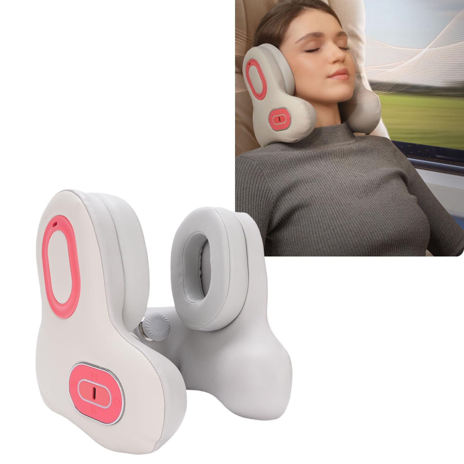 banapoy Reise-Nacken Kissen mit Bluetooth-Headset, Memory-Schaum-Flugzeug Kissen U-Form Reise Musik Headset mit Geräusch Unterdrückung, Heiz Funktion, für Flug, Auto, Büro