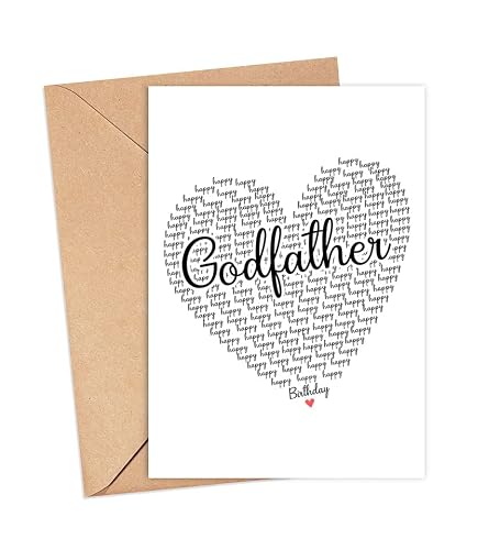 Happy Birthday Godfather Card - Cute Happy Birthday - Birthday Greeting Card - Birthday Card For Godfather - Anniversary- Thank You Card - Heart Happy Birthday Mom - I Love You Godfather Card #TOP8