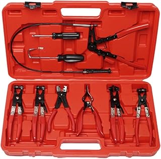 9pcs Wire Long Reach Hose Clamp Pliers Set for Fuel Oil and Water Hose Work, Automotive Hose Repair Tools Kit
