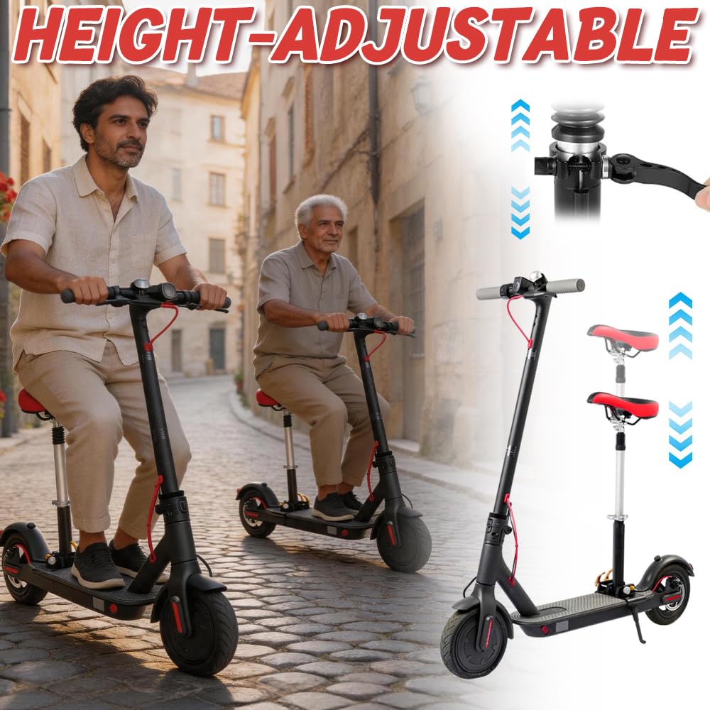 Sedile per Monopattino Elettrico, Sellino Monopattino Elettrico, Sella Scooter Elettrico con Ammortizzatori a Molla, Altezza Regolabile 42-65cm, Larghezza Base 15cm