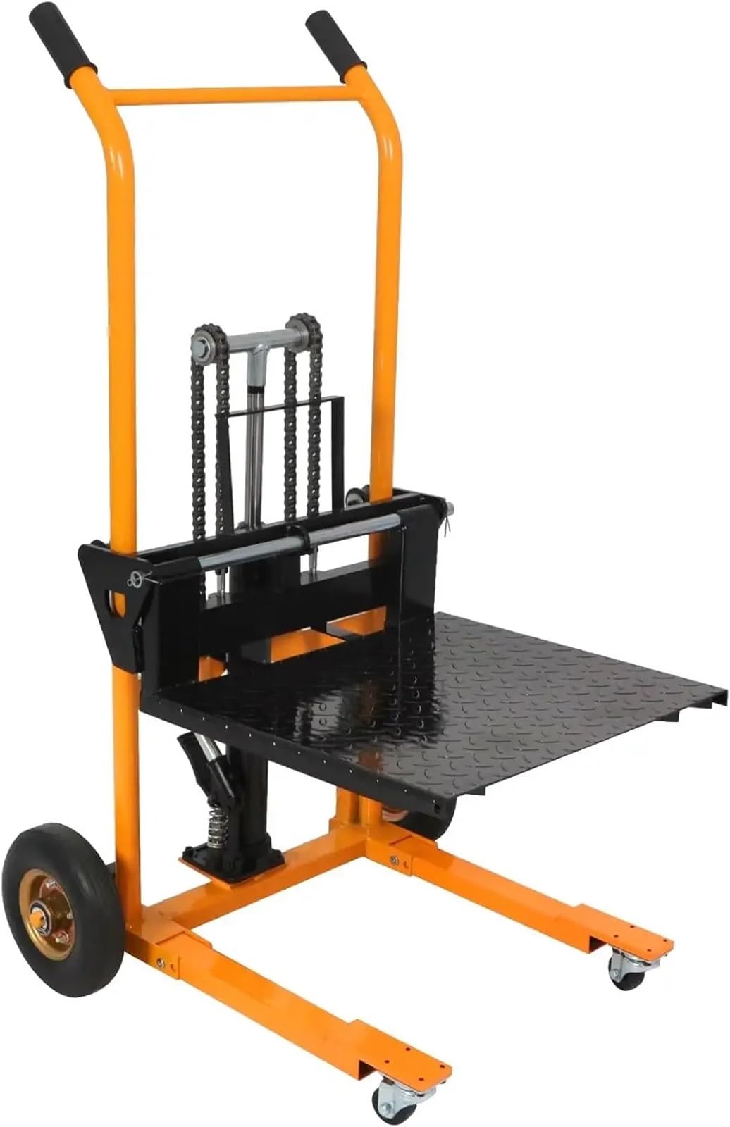 Transpallet manuale per impieghi gravosi, capacità 200 kg, con verricello e volanti, altezza di sollevamento 89,9 cm per magazzini, industriali e logistici