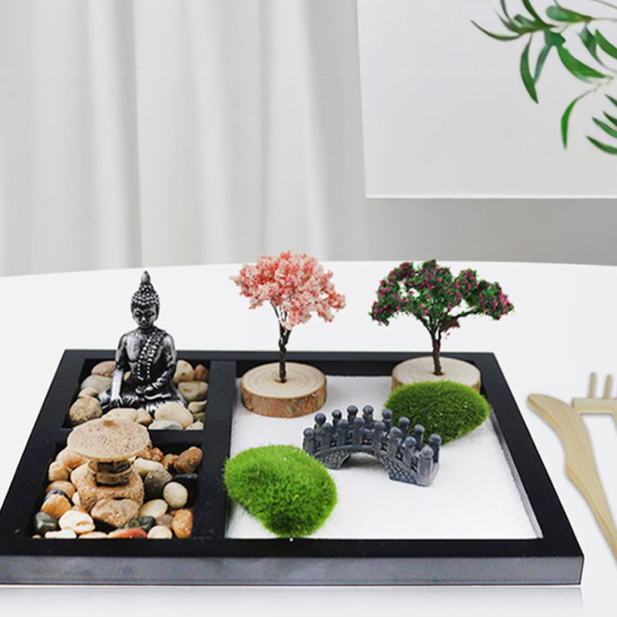 Adorno de Arenero de Jardín Zen, Mesa Oficina, Tablero Negro