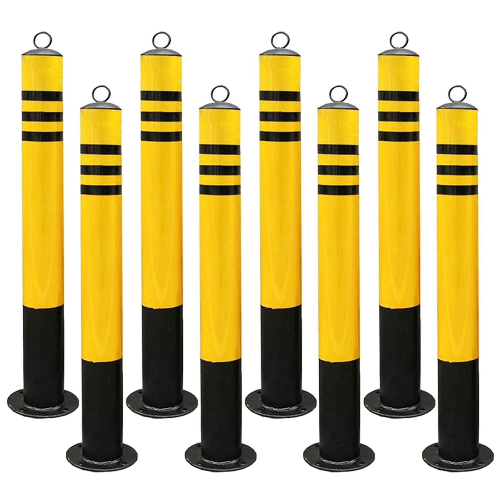 Heavy-Duty Safety Bollard Posts, 8-Pack Parking Posts for Lots, Storefronts, Entrances & Sidewalks, In-Ground Traffic Control Solutions