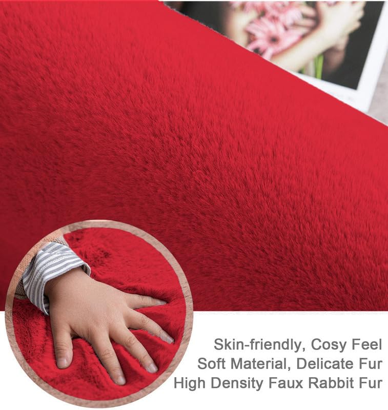 Image of Rabbit Fur Area Rug 6x8 Ft | Super Soft Plush Carpet with Anti-Slip Backing | Washable Luxury Rug for Bedroom, Living Room & Home Decor