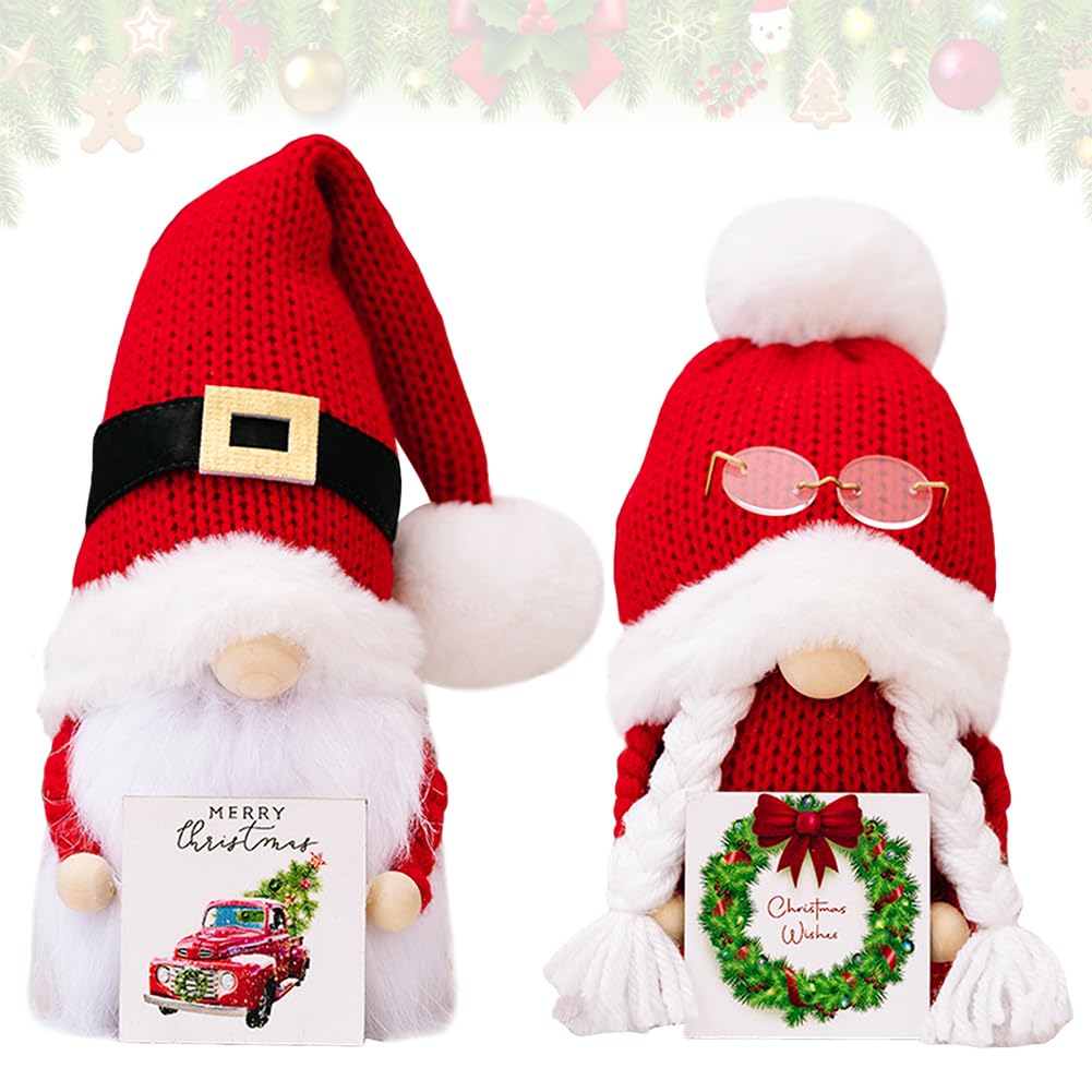 Mifklmv C Hristmas Gonks Decorations Gnome Ornaments With Sled Santa Handmade Xmas Decor Handmade Plush Santa Elves For Home Kitchen Farmhouse
