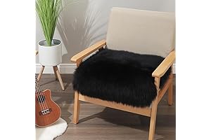 Black Faux Sheepskin Chair Seat Cushion COVER Faux FUR Area Rug Super Soft