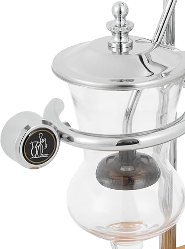 Miniatura 7 de Bélgica Family Balance Syphon Cafetera de sifón belga Sifón único Gravity Vintage Cafetera sistema de preparación de acuum con mango en T (plata)