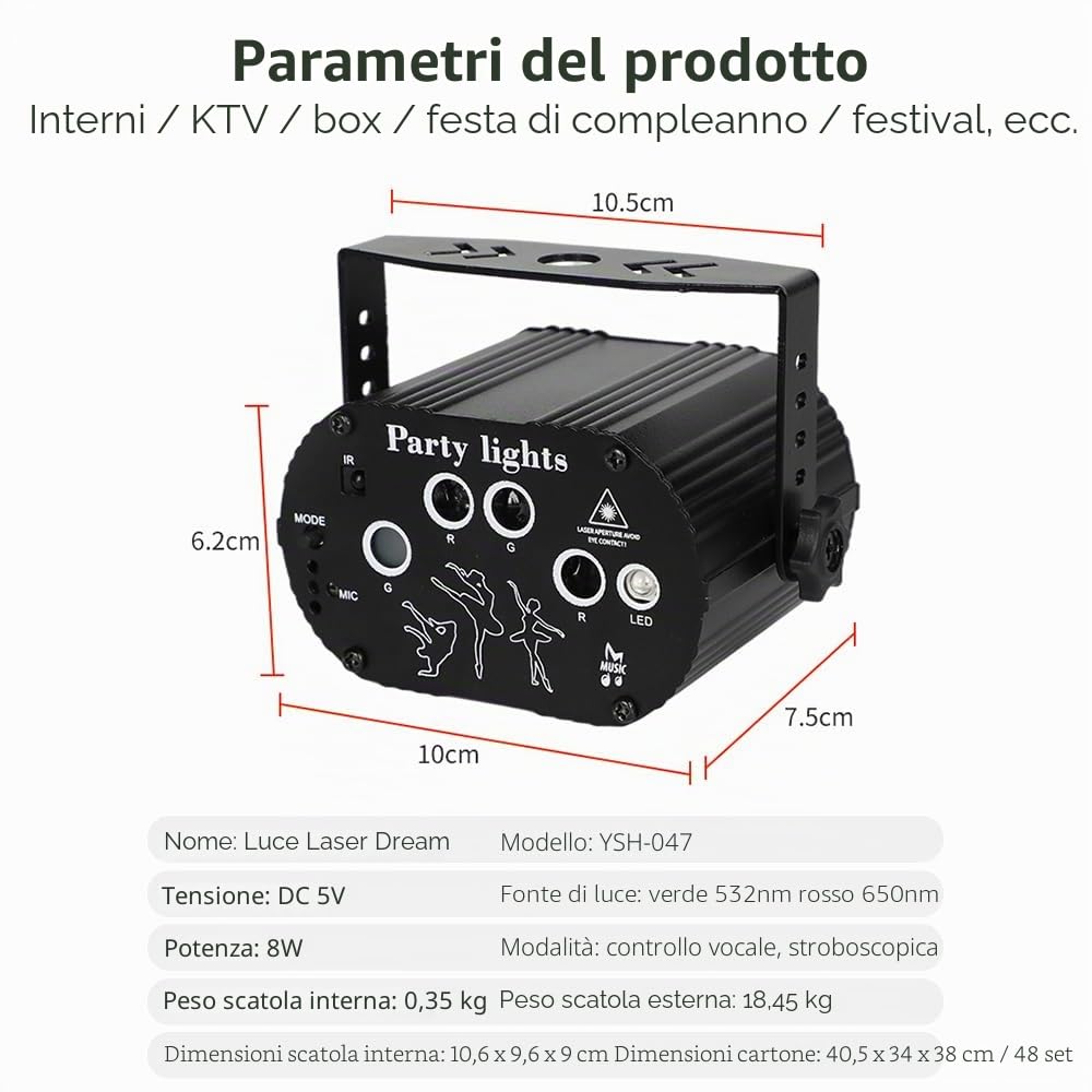 Luci Discoteca, Luci DJ, Strobo Discoteca Luce del partito con DMX Controller, Luci da Festa ad Attivazione Vocale con Cavo da 2M, Mini Illuminazione Della fase a LED per Karaoke, Festival, Compleanno