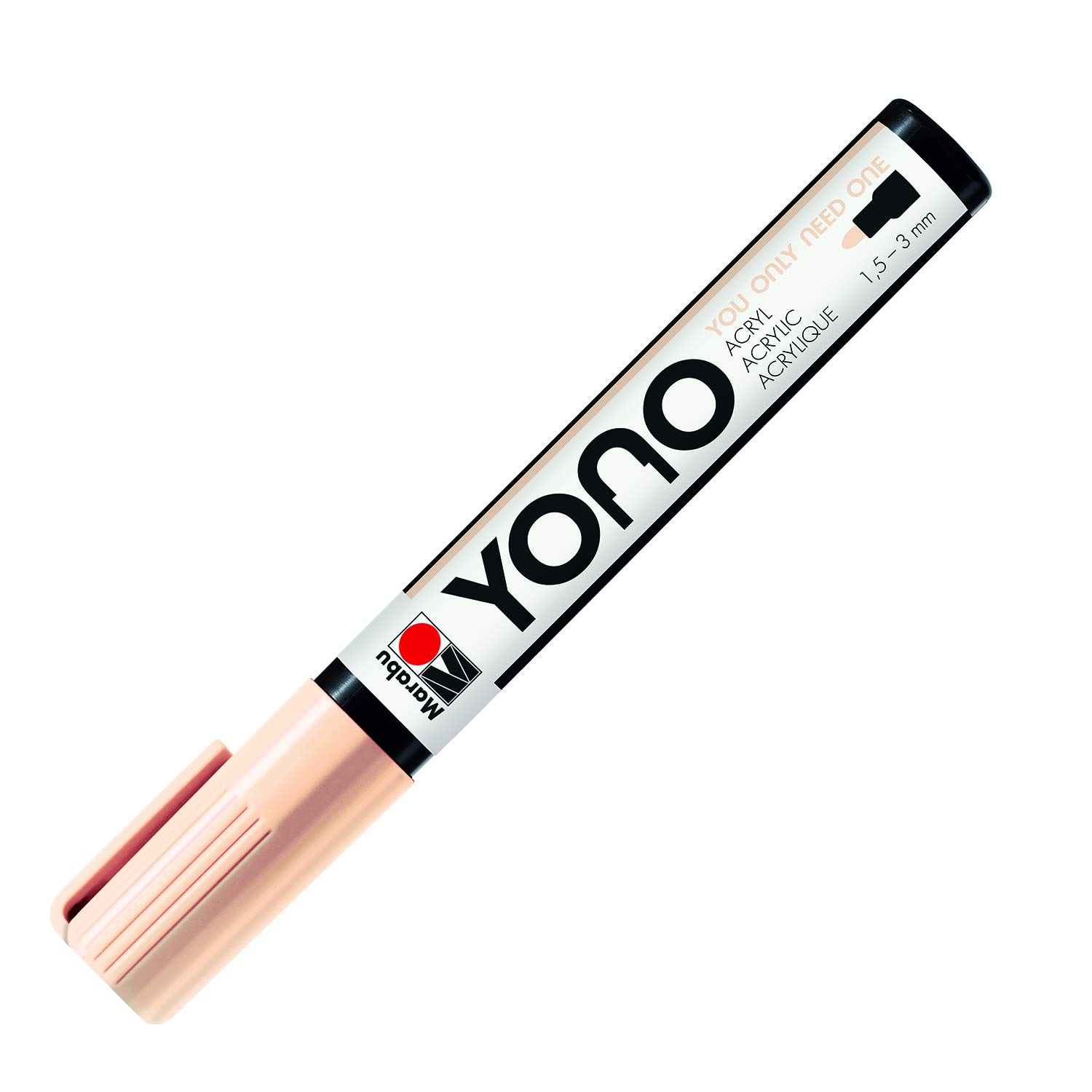 Marabu 12400103029 YONO Marker, Rose, Versatile Acrylic Pen with Japanese Bullet Tip 1.5-3 mm, Water-Based, Lightfast and Waterproof, for Almost All Surfaces, Rosé Beige 029, 1,5-3 mm