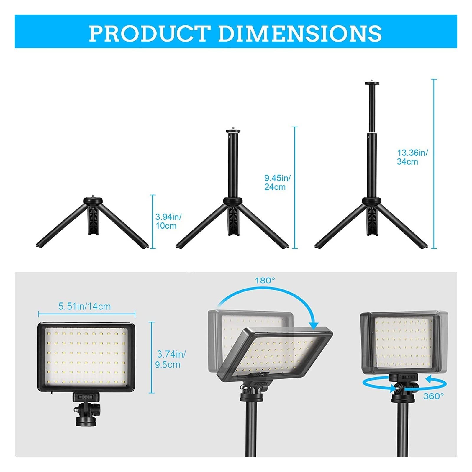 Kit Studio Photo : Panneau LED Baodeli 70 LED + Trépied 160cm + 4 Filtres Couleurs