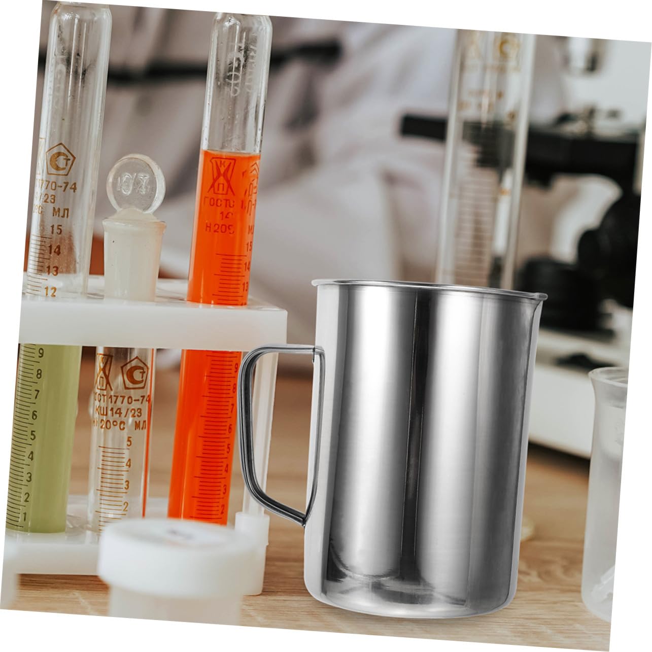 STOBAZA Tasse Doseur de Laboratoire Acier Inoxydable Gobelet Doseur à Large Ouverture Outil de Mesure Précis