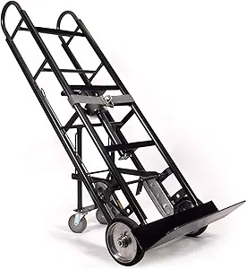 US Cargo Control Appliance Dolly Heavy Duty with Stair Climber & Kickback Wheels, 1,200 LBS Capacity, Industrial Appliance Hand Truck with Single Auto Recoil Strap System, Heavy Duty Steel Hand Truck
