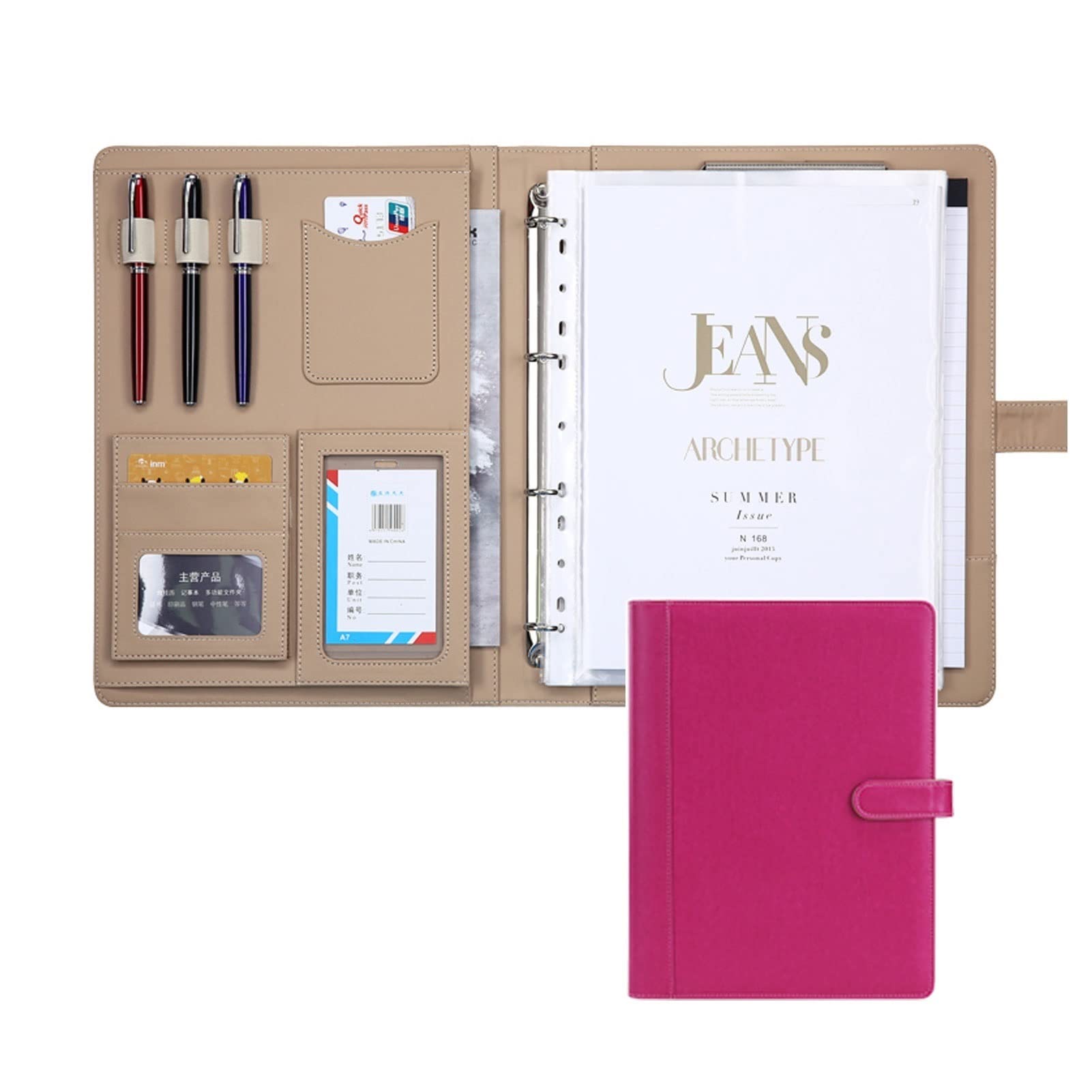 Portfolio Case Padfolio, Organizador Ejecutivo De Documentos De Negocios Con Portapapeles De Tamaño Carta, Soporte For Tarjetas De Visita, Funda For Tableta, For Conferencias De Oficina (Color : Pink
