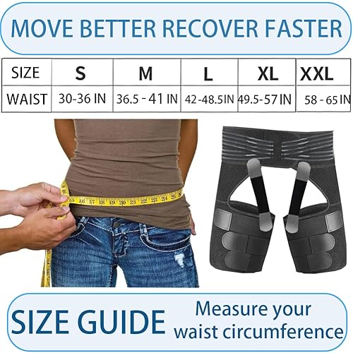 Miniatura 5 de Manga de compresión de muslo para aliviar el dolor de cadera. Soporte para glúteos, ciática para alivio del nervio ciático  Soporte de cadera para