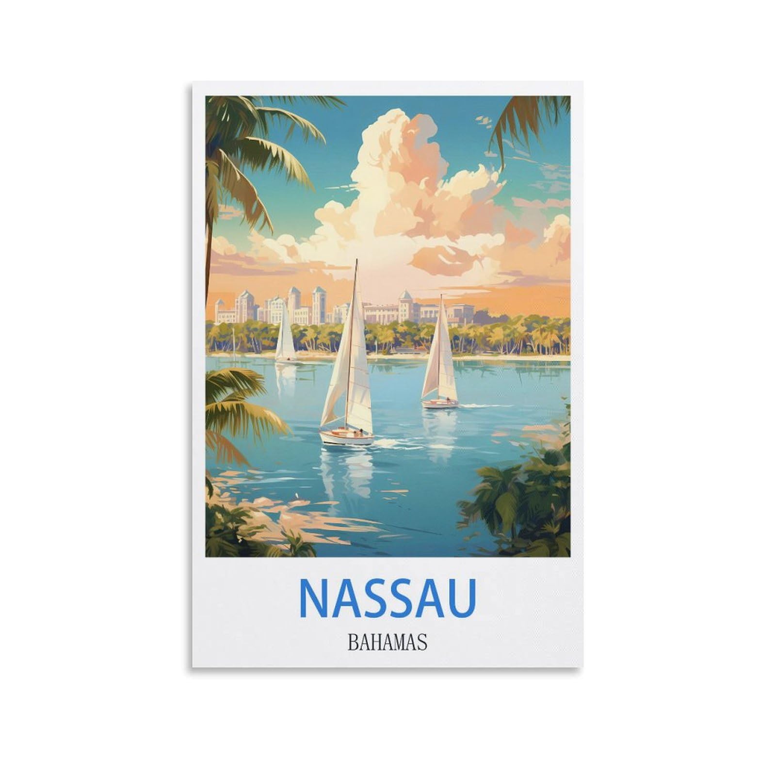 EZMLFA Diamond Art Kits Adults,Nassau Bahamass,5D DIY Diamond Art Kits for Beginners Round Full Drill Diamond Painting for Home Wall Decoration Gift 30x40cm