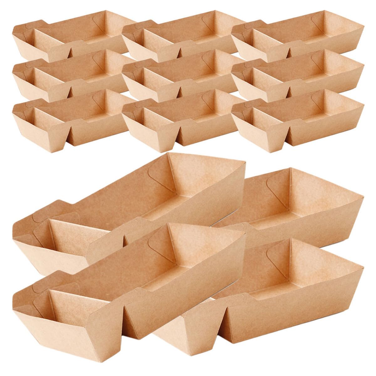 Beaupretty Scatole per Snack in Carta Marrone Doppio Scomparto da 440ml, Confezione da 50 Pezzi, Resistenti e Sicure per Alimenti, per Feste e Carnevali