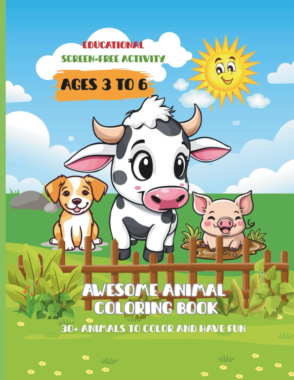 Awesome Animal Coloring Book: Fun and Cute Designs with Educational Elements