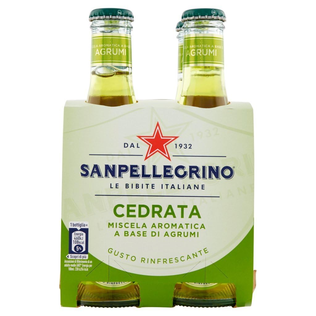 San Pellegrino Cedrata Soda Citron Soft drink Botella 48 x 20 cl refrescante bebida italiana sin alcohol + Polpa italiana Gourmet 400 g