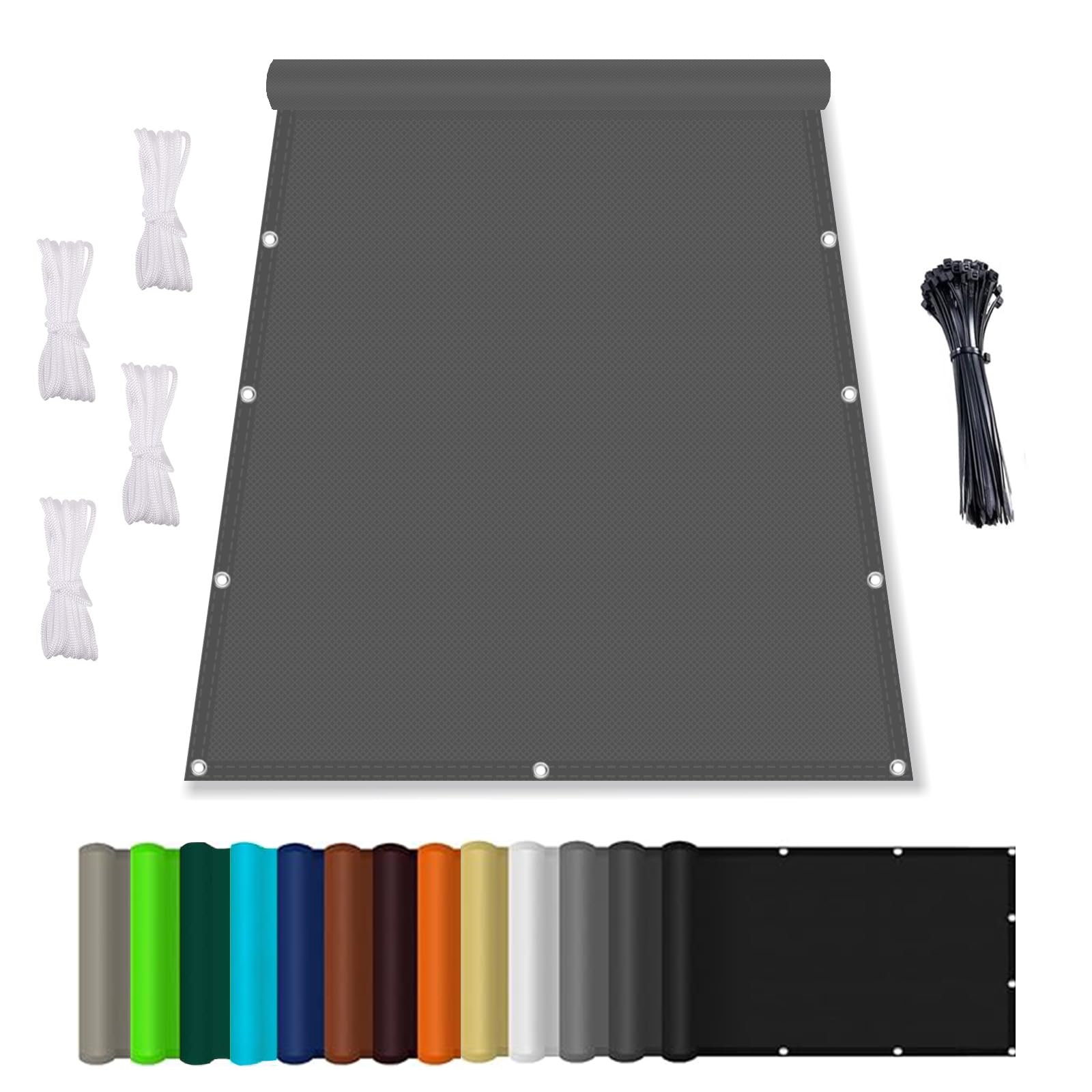 Sonnenschirm Segel, Balkonbespannung mit ösen, Wasserdicht markisenstoff, Quadrat PES Polyester Sonnenschutz, für überdachung Balkon Terrasse Schwimmbad Dunkelgrau 1.2x1.8M