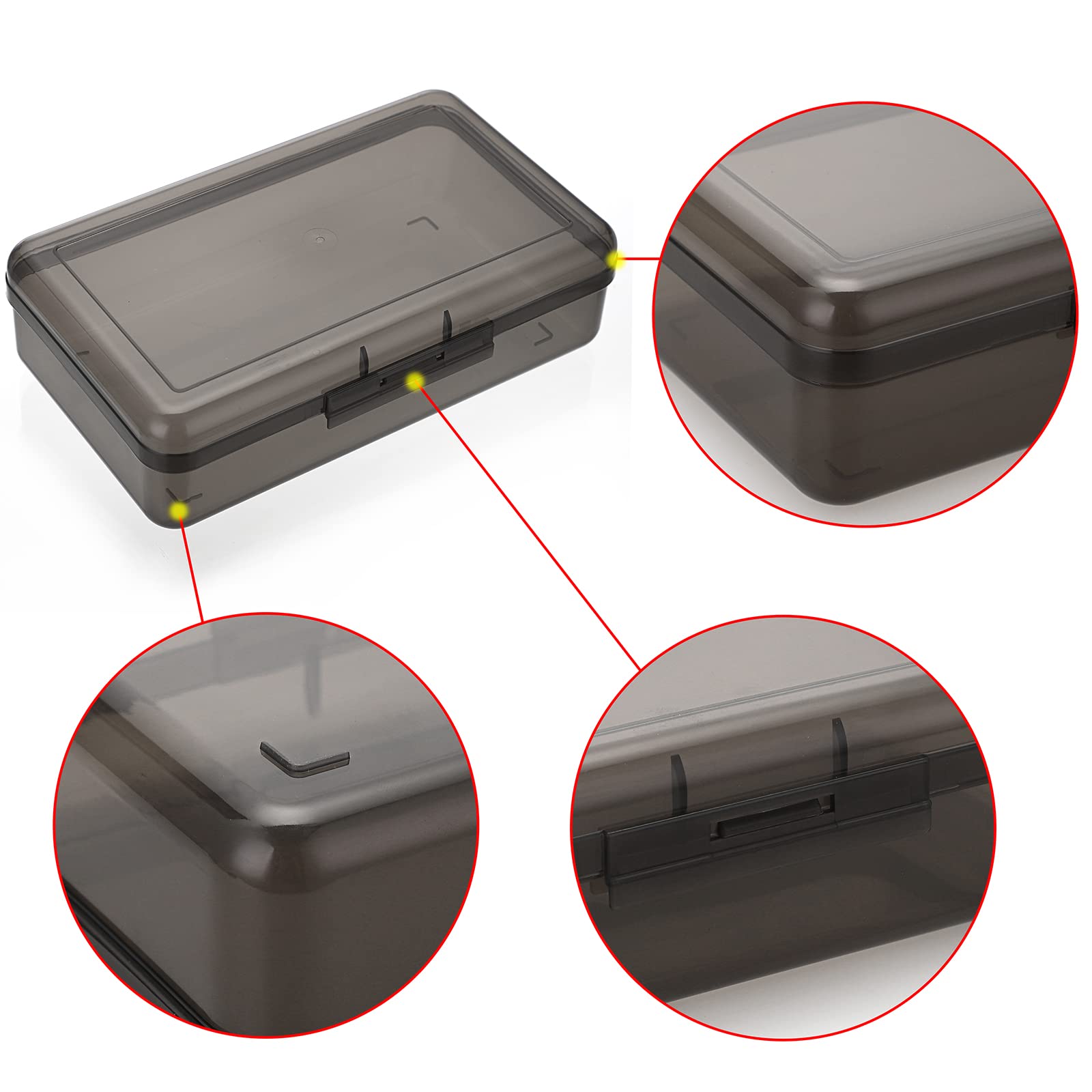 BSTKEY 5 Pack Plastic Pencil Box Holder Pencil Case, Home Office Utility Storage Box Cubby Bin Organizer Case for Stationery, Clear Grey