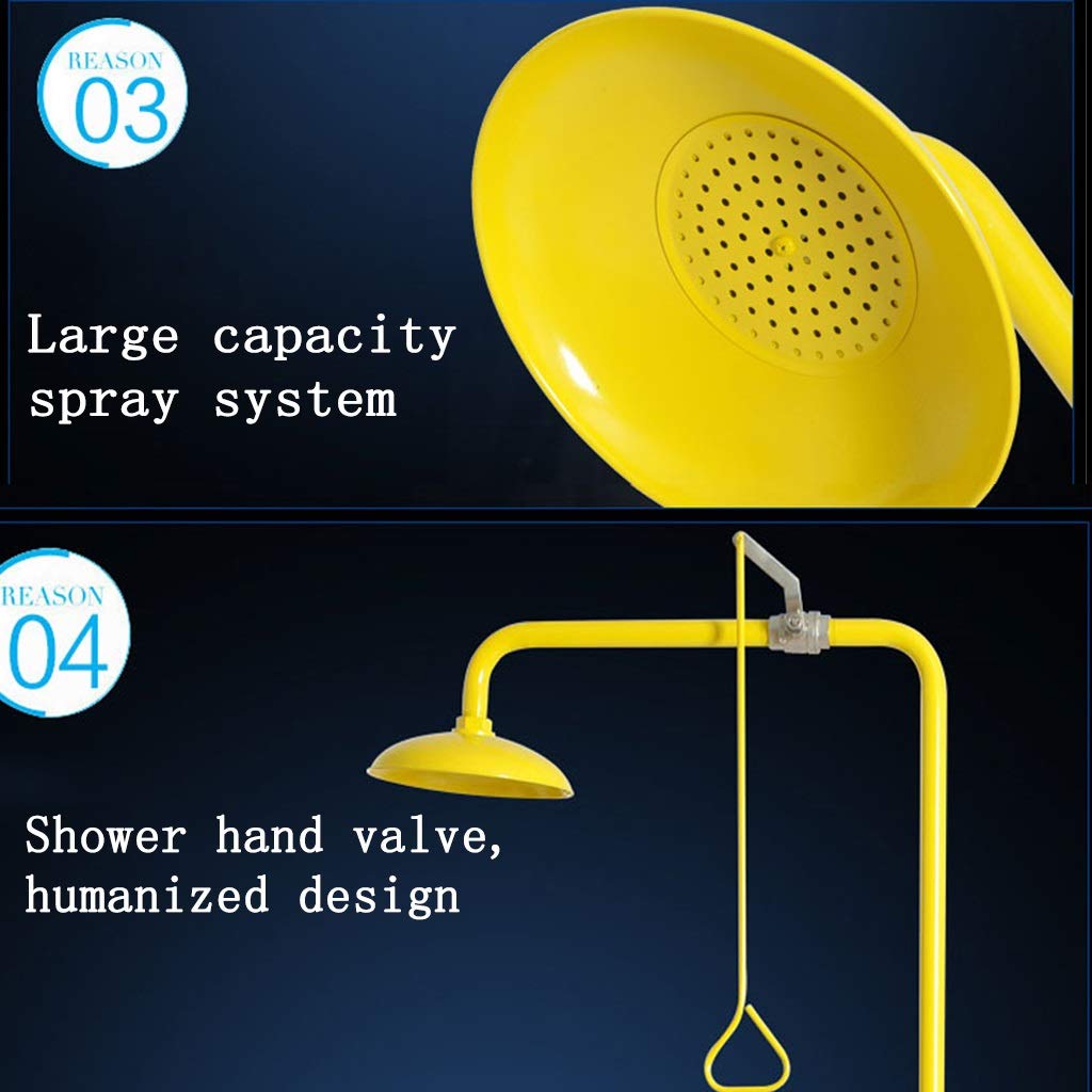 Station de douche oculaire combinée avec interrupteur à plaque poussoir gratuite – Douche au sol en acier inoxydable Équipement de rinçage d'urgence en laboratoire